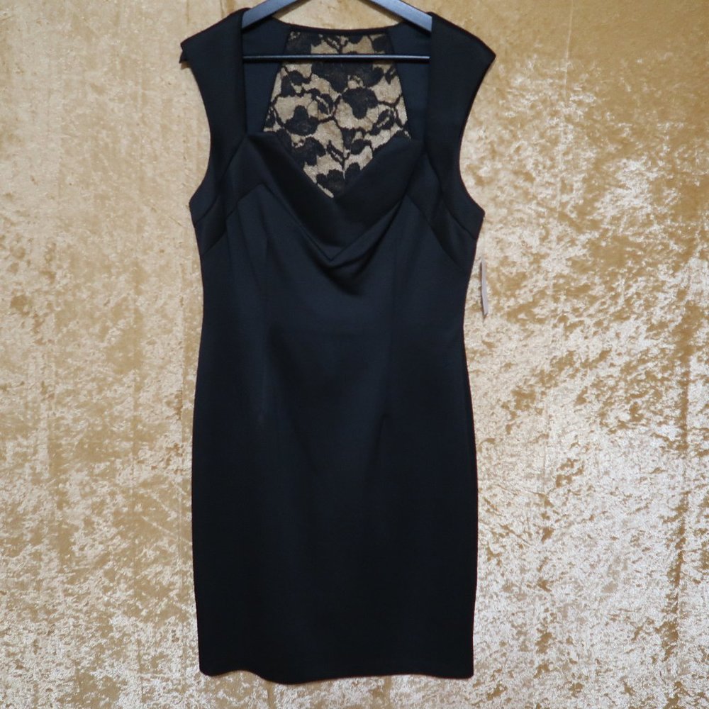 Connected Apparel Black Lace Back Dress -  Size 12